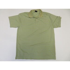 Nike Golf Polo Shirt Mens XL Lime Yellow Blue Striped Fit Dri Short Sleeve